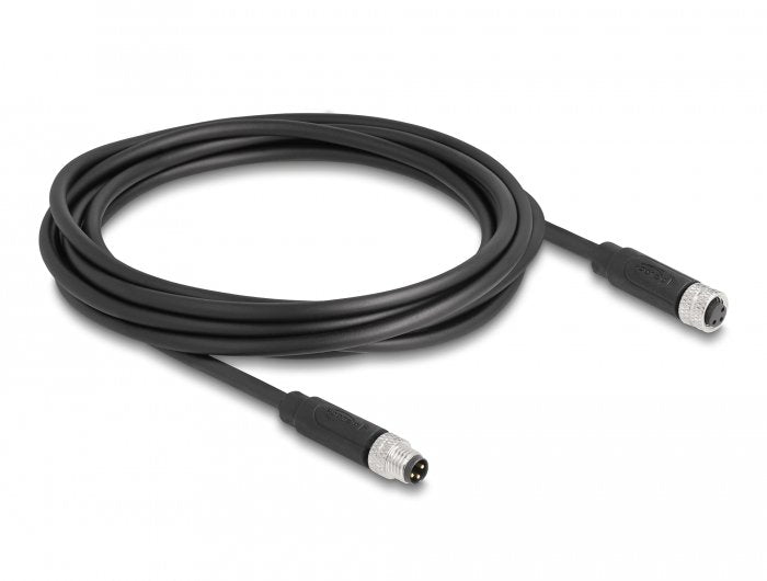 Delock M8 A-kodiert 3 Pin Cable Connector Male a Female Pur (tpu) 3M