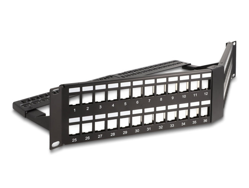 Delock 19 Keystone Patchpanel 48 Port With Entlastungsschiene 2 He Gewinkelt Black