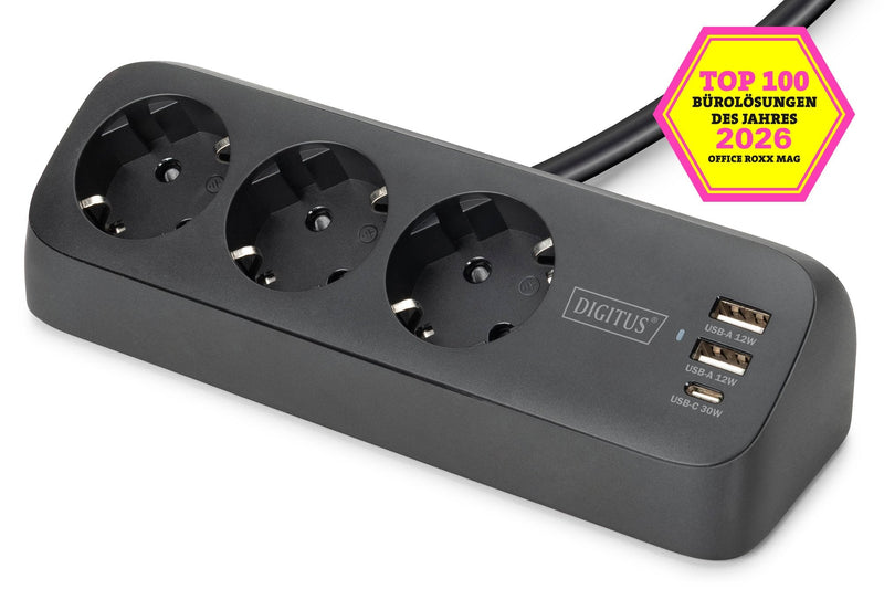 Digitus DA-70625 Base Múltiple 1,5M 3 Salidas AC Indoor Black
