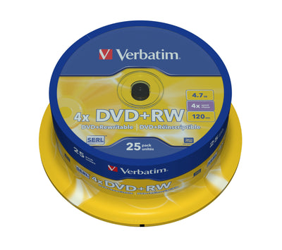 Verbatim Dvd + Rw 4,7GB 25PCS Pack 4X Spindel Silver Retail — image 1