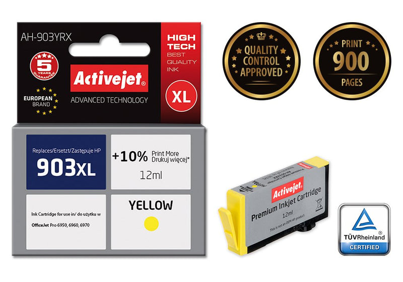 Activejet Ink Ah-903YRX (reemplazo HP 903XL T6M11AE - Premium - 12ML - Yellow