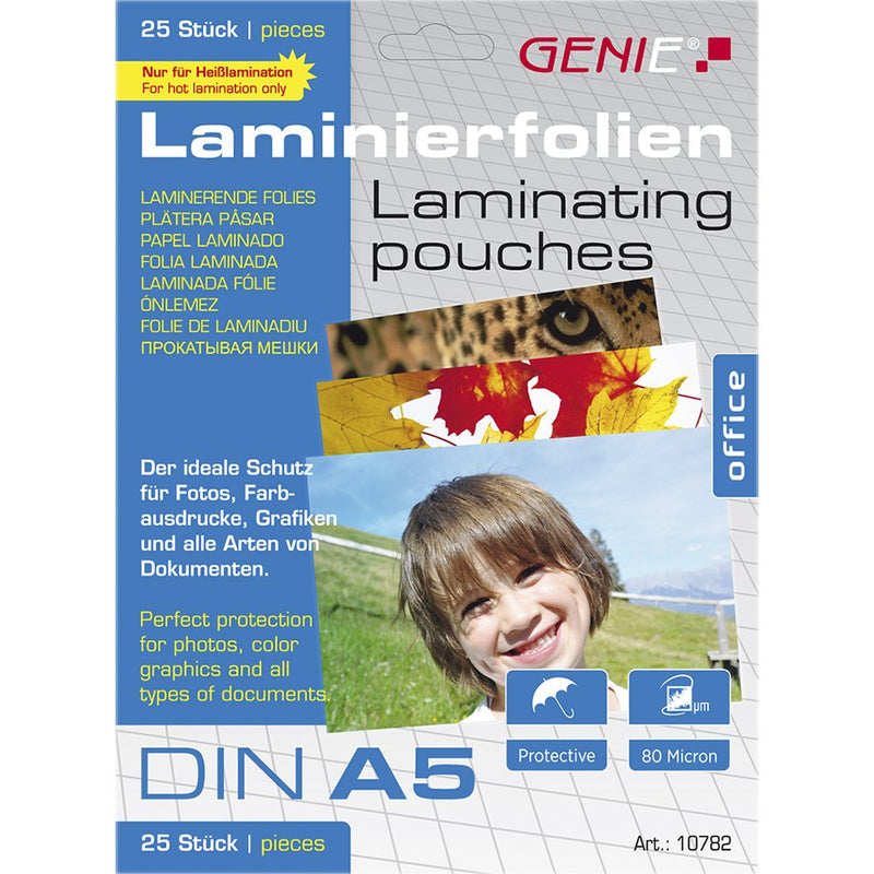 Genie Bags Laminación 25 Láminas A5 25 Pieces