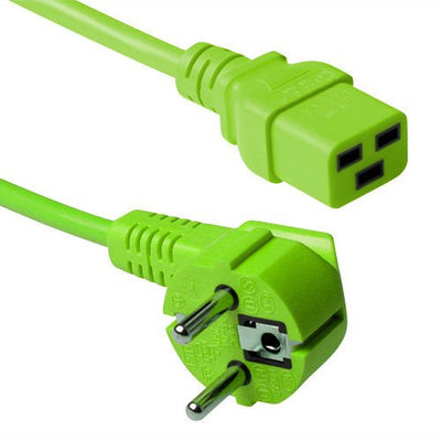 Powercord Mains Connector Schuko Cee 7 Male (angled) - C19 IEC 60320 Green 3M — image 1