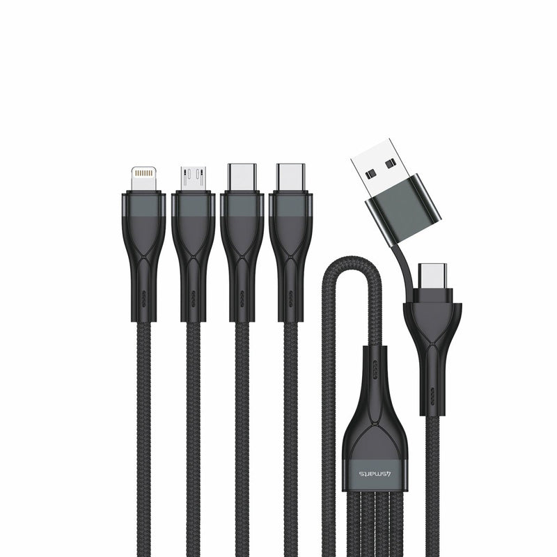 4SMARTS USB-C/a Multi-cable Charging 4IN2 1,2M, Black