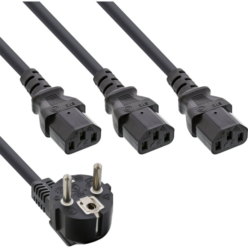 Inline Cable Power And 1X Plug Type F a 3X Plug IEC Black 5M