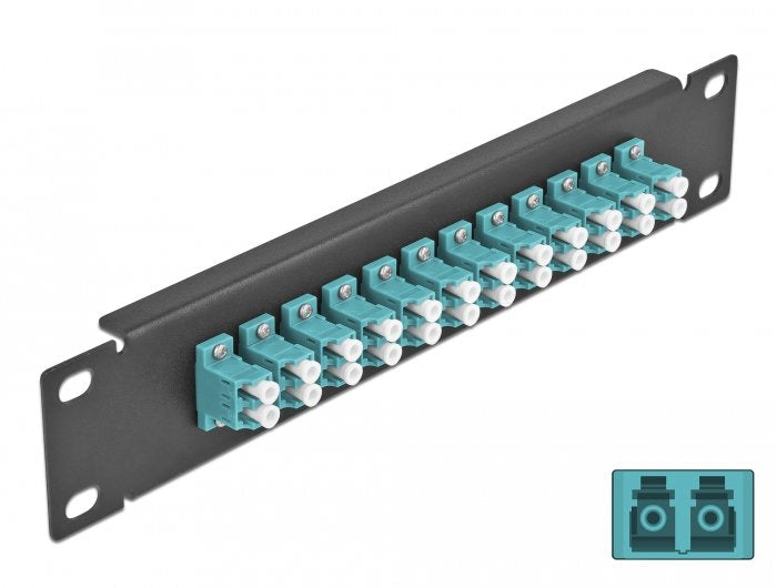 Delock 66768 Panel Connection Fibre Optic 10 12 Ports Lc Duplex Aguamarina 1U Black