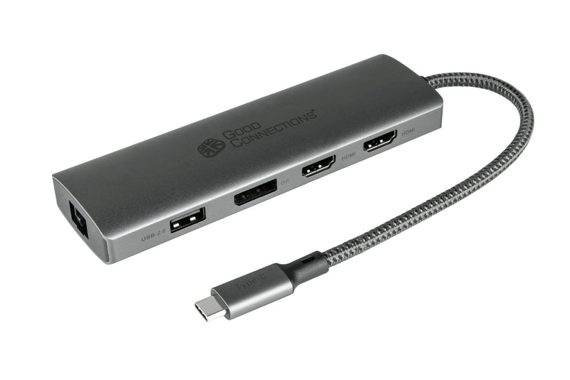 Goodconnections HUB-C001A USB-C Hub 10-PORT 2x HDMI 1XDP 1x USB-C 2x USB 3.0 1x USB 2.0 1x RJ45 1XKARTENLESER