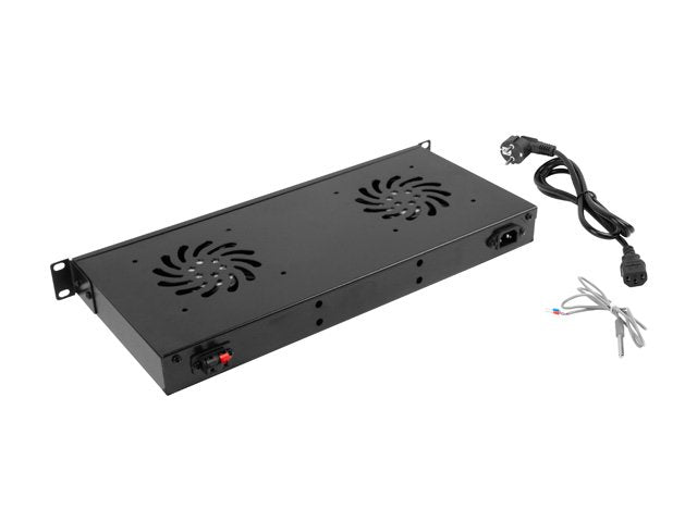 Lanberg Panel Ventilación Enracable AK-1502-B LCD 2 Fans + Thermostat 1U Diseñado Armarios 19'(48.26CM)