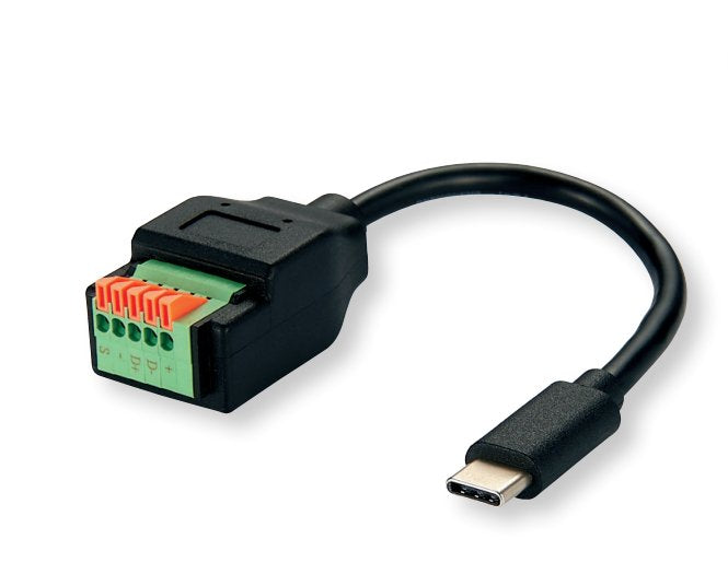 Roline Cable Adapter USB Type-c Connector Male a 5-PIN-REGLETA Terminals (pulsadores), 15CM