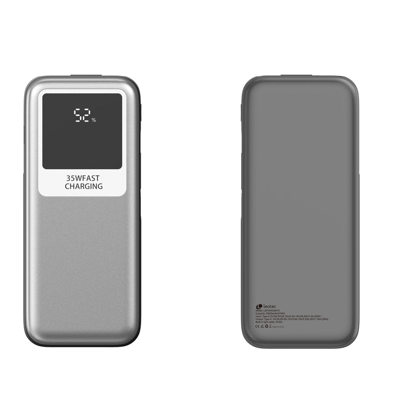 Leotec Powerbank 10000MAH LEPOW35W10S 35W Silver And Grey Includes USB Cable Type-c And Lightning
