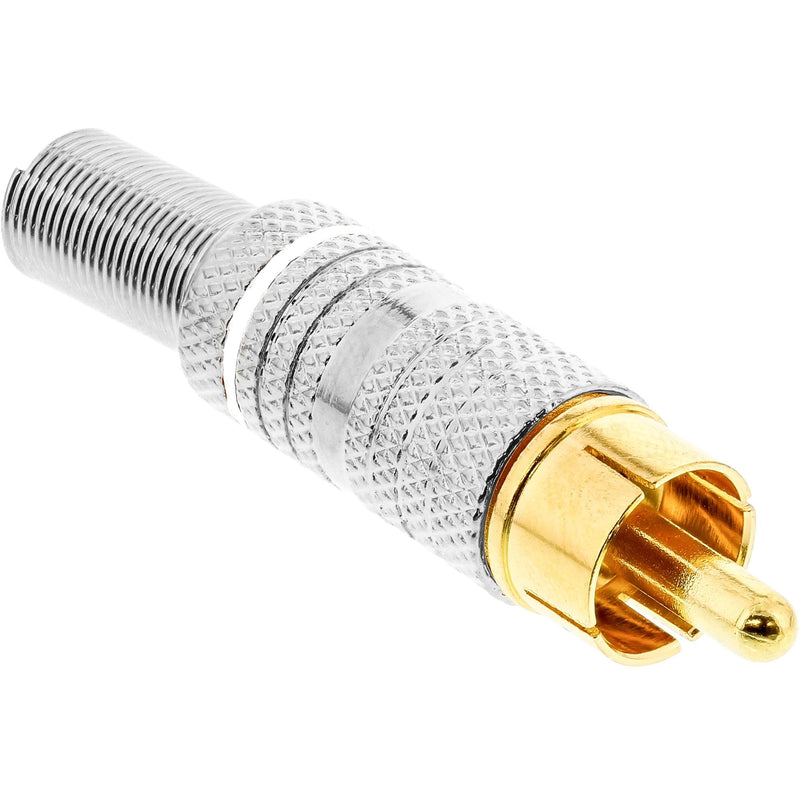 Inline Connector Male Metal Rca Soldar, Silver Ring White Cable 6MM