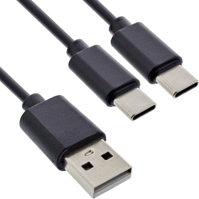 Inline® USB 2IN1 And -charging Cable 1x USB-A Male a 2x USB-C Male, Black 0.5M — image 1