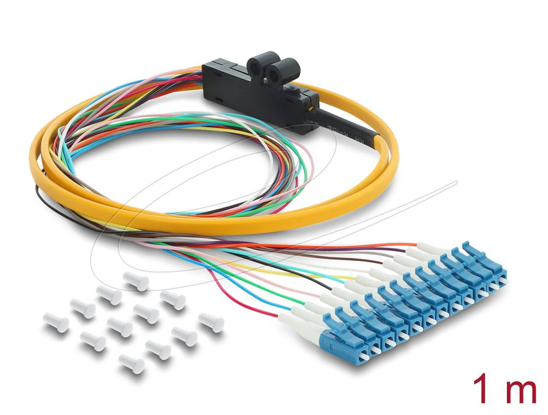 Delock Lwl Pigtail Fanout Cable 12 X Lc-upc Simplex Connector Male a 12 X Offenes Extremo Cable 1M