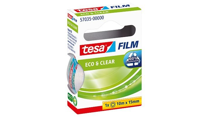 Tesa Eco & Clear, 1 Roll 15MM, Tape Adhesiva Transparent 10 Metres