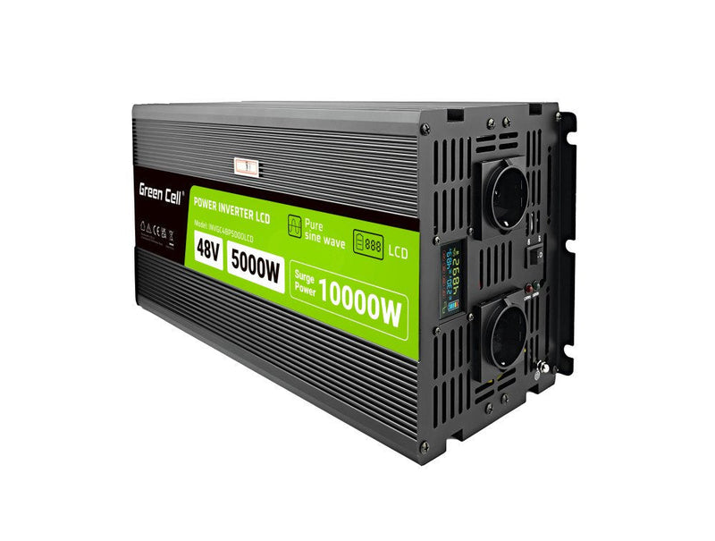 Green Cell Powerinverter LCD 48V 5000W/10000W Car Inverter With Display - Pure Sine Wave