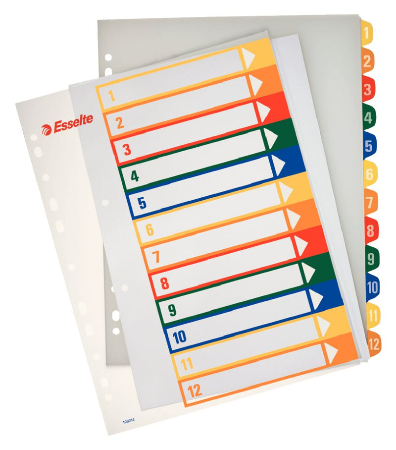 Esselte Indices Proyectos Imprimibles A4 Maxi Pp Type 1-12 Multicolour Material Pp Rigido 300 Micras Portada 3