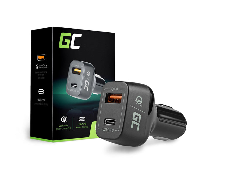 Charger Mechero Type C + USB Qc 3.0 Greencell CAD33