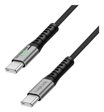 Logilink Cable CU0433 USB 3.2 GEN2X2 Type-c M To M 20Gbps 100W 4K LED Metal Housing Black 1.5M — image 1