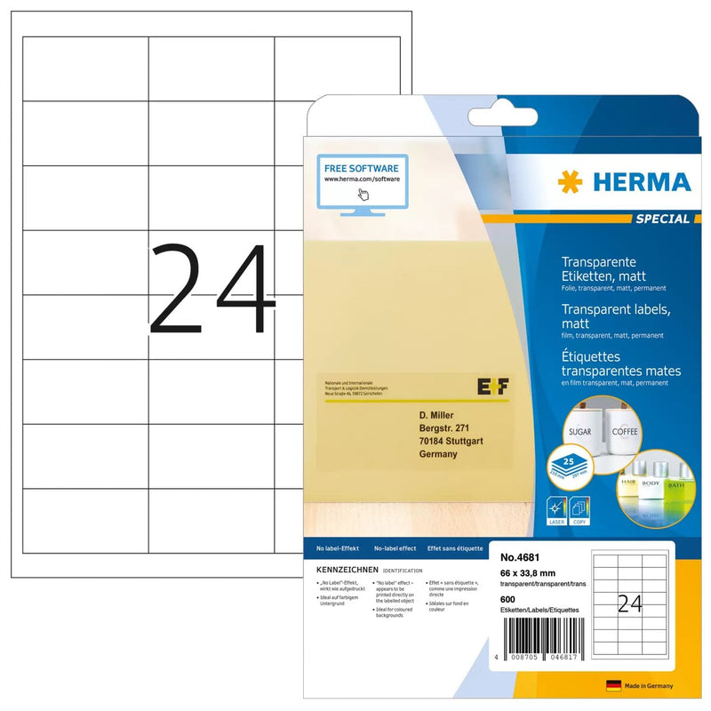 Herma 4681 Label Printer Transparent Label Printer Self-adhesive