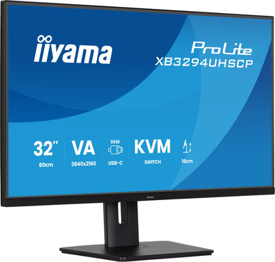 Iiyama XB3294UHSCP-B1 32VA-PANEL 3840X2160 UHD 15CM Height Adj. Stand 350CD M 2MS Speakers USB-C Dock LAN KVM  — image 1