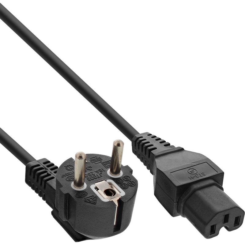 Inline Pack 25 Pcs. Bulk-pack ® Power Cable Type F German Angled a C15 Straight 2M Black