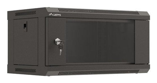 Lanberg Cabinet Mural Rack 19 4U 540X350 Flat Pack Black Door Glass — image 1