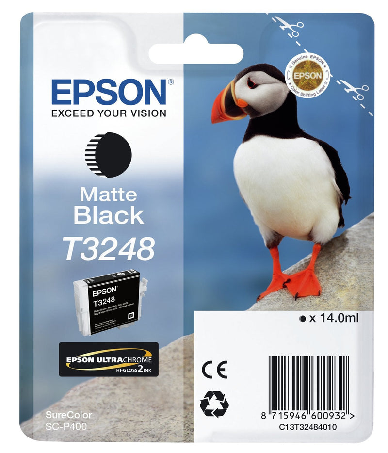 Epson Genuine Ink T3248 Black Matte 14ML, Puffin, Surecolor SC-P400