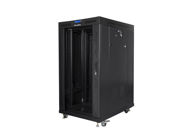 Lanberg FF01-8022-12BL Free-standing Rack 19 Self-assembly Flat Pack 22U 800X1000MM Black Glass Door LCD