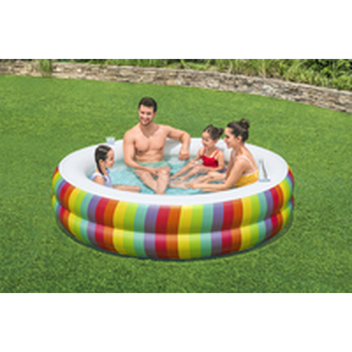 Bestway Inflatable Paddling Pool For Children Bestway Rainbow 206 X 206 X 51 Cm