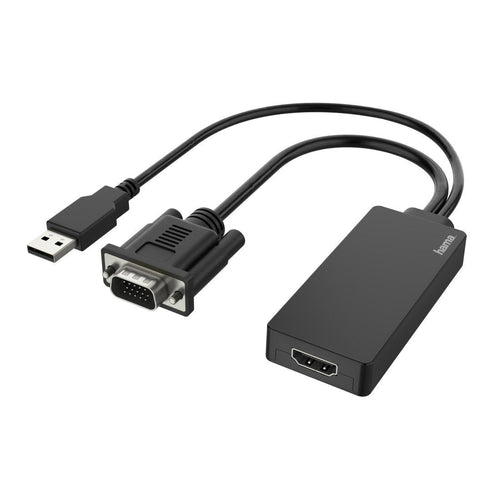Hama Essential Adapter Video - Input VGA And USB-A Male - Output HDMI Female - Black — image 1