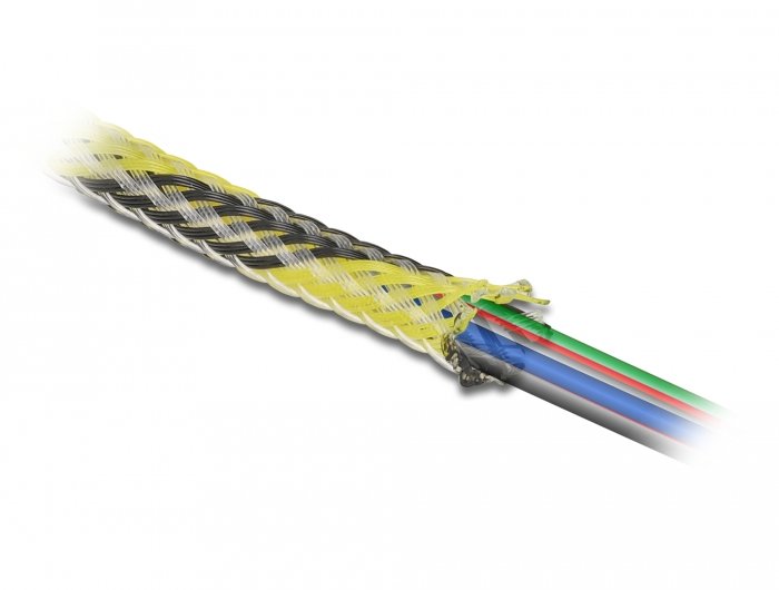 Delock 20752 Case Trenzada Estirable 2M X 38MM, Colour Negro-amarillo