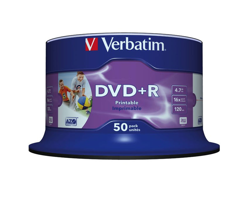 Verbatim Dvd + R Wide Inkjet Printable No Id Brand 4,7GB 50 Pieces 43512