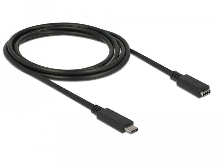 Delock USB Cable -c Extension M/H 2M Black 3.1, 3A