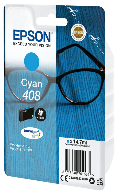 Epson Ink Cyan Single Pack 408 Durabrite Ultra Ink WFC4810X — image 1