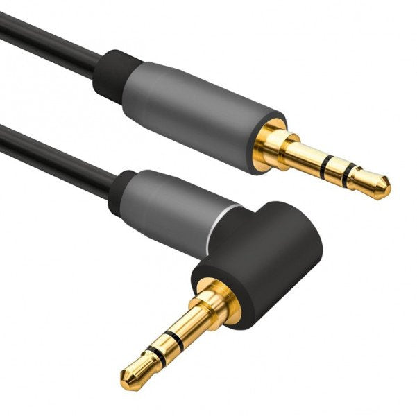 Helos Cable Audio Connector 3,5MM Male/Male 90°, Premium, 3,0M, Black
