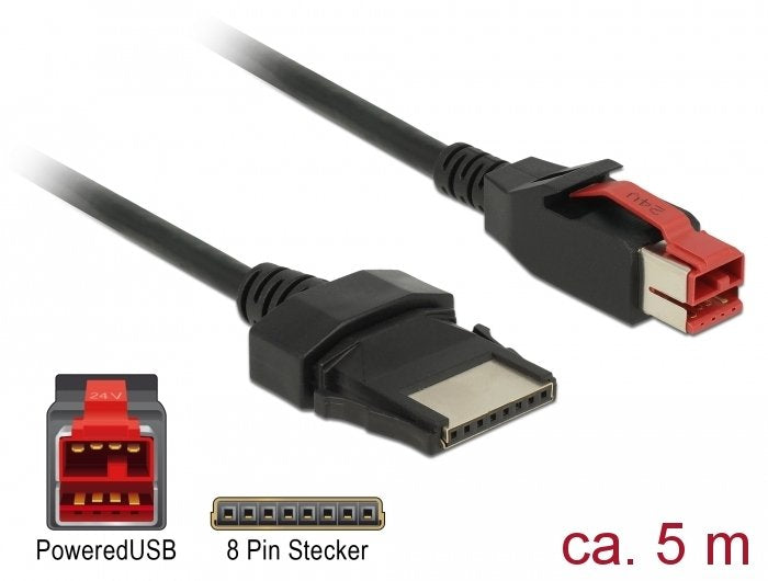 Delock Poweredusb Cable Connector Male 24V 8 Pin Connector Male 5M Pos Printer And Terminals