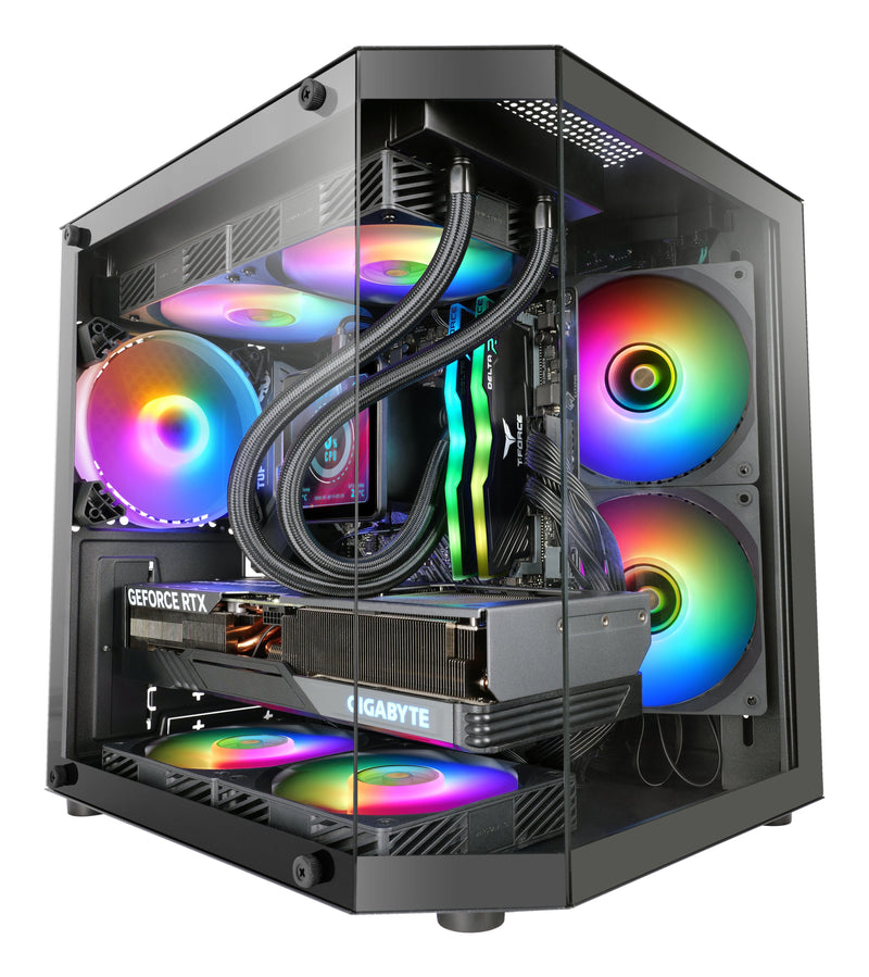 Mars Gaming Box Minitorre ATX MC-3TLITE Black 337×276×342MM / 3.5KG / Glass Tempered / RGB Fixed / microATX -