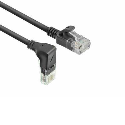 Black 5 Meters U UTP CAT.6A Lszh Slimline Patch Cable With RJ45 Connectors 90° Angled Down To Straight — image 1