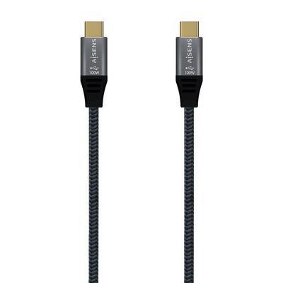 Aisens USB Cable 3.2 GEN2X2 Aluminium 20Gbps 8K@30HZ 5A 100W E-mark, Type USB-C/M-usb-c/M - 1M - Grey — image 1