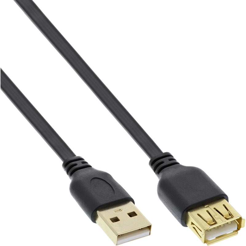 Inline USB 2.0 Cable Flat Type a Male a Female Black 3M