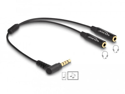 Delock 66242 Divisor Connector Audio Stereo Male 3,5MM a 2 X Connector Stereo Female 3,5MM 4 Pines Ángulo — image 1