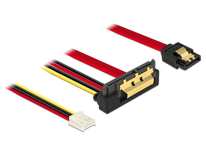 Delock Cable SATA 6GB S 7 Pin Connector Female + Floppy 4 Pin Power Connector Female SATA 22 Pin Connector Fem