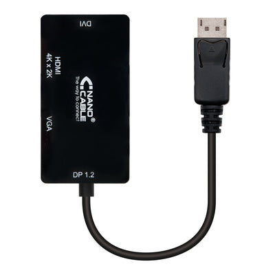 Nanocable Converter DisplayPort a VGA / DVI / HDMI - 3 1 - DP 1.2/M-VGA/H-DVI/H-hdmi/H 4K - 15CM - Black — image 1