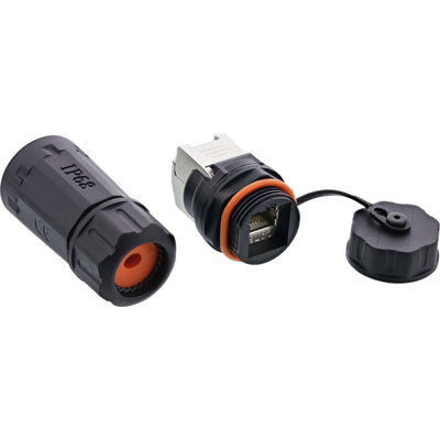 Inline Network Cable Socket Set RJ45 CAT.6A, Resistant Water IP68, Aplicaciones Industriales, With Cover Antip — image 1
