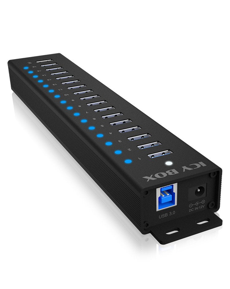 Icy Box Hub 16 + 1 Port IB-HUB1717-U3 USB 3.2 Gen 1 (3.1 Gen 1) Type-a 5000 Mbit/S Black