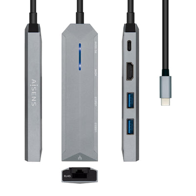 Aisens USB-C Dock 5 1 - USB-C a 1x HDMI - 1x RJ45 - 2x USB - 1XPD - 15CM - Grey — image 1