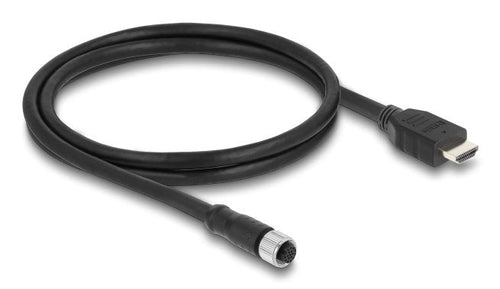 Delock M12 Cable A-kodiert 17 Pin Connector Female a HDMI Connector Male 1M Black — image 1