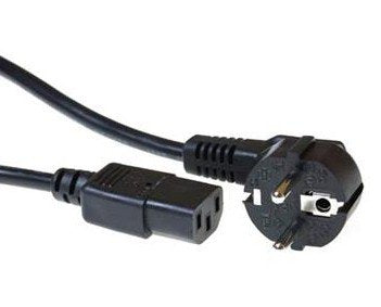 Powercord Mains Connector Schuko Cee 7 Male (angled) - C13 IEC 60320 Black 10M