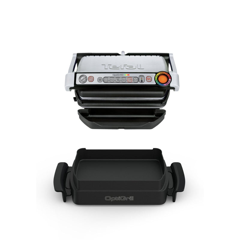 Tefal Optigrill + Snacking & Baking GC714D, Parrilla Contact Silver/Black 2000 Watts GC714D