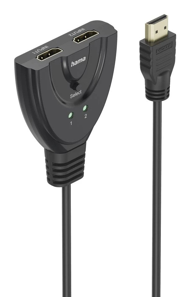 Hama Essential Conmutador HDMI 4K - Cable 1.7CM - Light LED - 2 Entradas HDMI Female - 1 Output HDMI Male - Bl